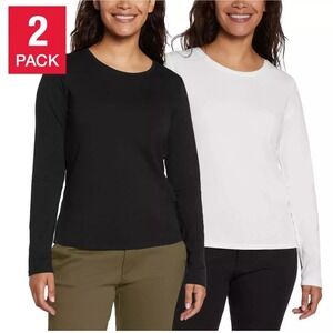 Banana Republic Women's Classic Crew Neck 2-Pack T-Shirt, Black/White, Size L ✅